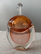 Brand & Greenberg Art Glass Perfume Bottle Studio Art Signed 1990 Orange Flacon picture