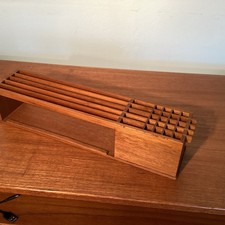 Vintage 1950’s MCM Wooden Desk Desktop Organizer Letter Paper Pen Holder. picture
