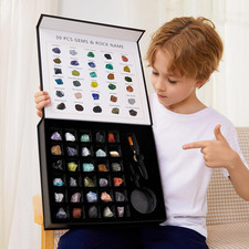 Rock Collection for Kids - 30Pcs Rocks, Gemstones & Crystals Kit | with Learning picture