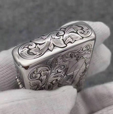 Zippo Art Nouveau Lady Engraved Lighter Silver Floral 5-Side Collectible picture