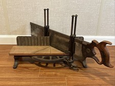 Antique Henry Disston & Son Miter Saw With Cast Iron Miter Box picture