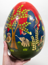 Vintage Mateos Signed Tonala Mexican Large Paper-Mache Folk Art Egg picture