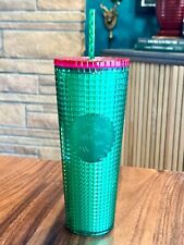 BRAND NEW ~ Starbucks Spring 23' WATERMELON GRID green w PINK lid 24oz tumbler picture