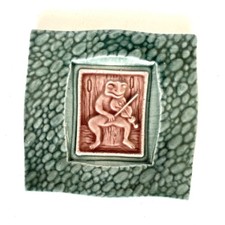 VTG Artist Ceramic Decorative Tile L'esperance Tile Works Frog Playing Violin picture