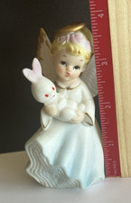 VTG ... LEFTON...ANGEL FIGURINE...w Bunny 4.75” #3373 Orig.Label picture