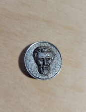 Rare Antique Button, Head of Lincoln 3D Molded In White Metal, 28mm Albert PC264 picture