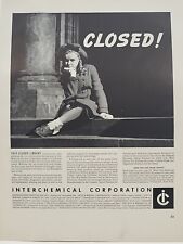 1942 Interchemical Corporation Fortune WW2 Print Ad Q1 Library Girl Closed picture