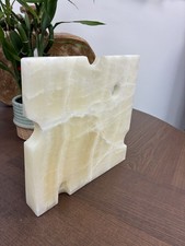 Large Honey Onyx Stone Slab - Unique Cheese Wedge Shape w/ Hole - 12x10