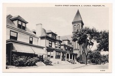 1930s Freeport PA Postcard Fourth 4th St Street Methodist Episcopal M.E. Church picture