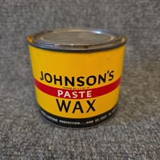 Vtg Johnson's Paste Wax Yellow Tin Can 1 Lb Metal Container USA 1/6 full picture