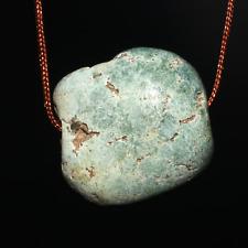 Ancient Large Natural Greco Bactrian Turquoise Stone Bead in Good Condition picture