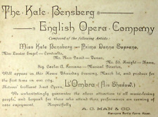 Davenport Iowa Burtis Opera House Kate Bensberg English Company Card c. 1888 picture