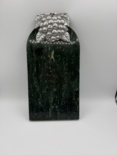 Beautiful Vintage Green Marble Cheese/Meat Tray with Pewter Grape Handle picture