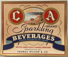 Vintage 1930s C A Sparkling Beverages Label, Thomas Wilson and Co. picture