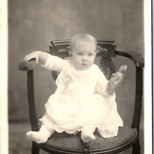 c1910s Adorable Darling Child RPPC Plush Toy Doll Charming Dress Real Photo A140 picture