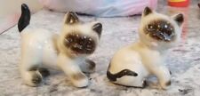 Lot of 2 Vintage Ceramic Porcelain Siamese Cat Figurines From Japan & China picture