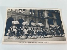 Group of Rickshaws Waiting for Hire Colombo Ceylon Sri Lanka Postcard picture