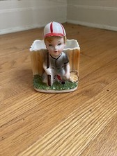 Vintage Inarco Nursery Planter E3787 Little Boy Baseball Player Japan 1950’s picture