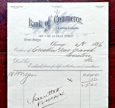 ANTIQUE 1896 CHICAGO, IL BANK OF COMMERCE RECEIPT $25.40 - FP45 picture