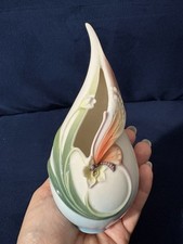 Franz Porcelain Butterfly Papillon Vase Signed Dimensional Hand Painted picture