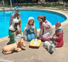 Vintage General Foam Nativity Set 8 pc Blow Mold Mary Joseph Wise Men Christmas picture