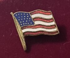 Old Brass & Enamel 23 Star Red, White & Blue Small Flag Pin picture
