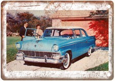 Vintage 1956 Ford Customline Tudor Sedan Ad Retro Look Metal Sign A5641 picture