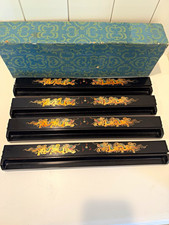  vintage set of four black lacquered and hand-painted Mahjong tile racks  picture
