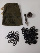 Vintage US #5 Military Grommet Kit And Inserting Dies With Original Canvas Bag picture