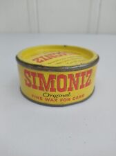 Vintage Simoniz Original Car Wax Metal Tin Can Advertising Auto Gas Decor picture