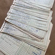 Vintage Green Ledger Sheets x10 | 1980s Handwritten Junk Journal Ephemera picture