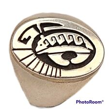 Navajo Indian Calvin Peterson Ring Bear Size 11 Sterling Silver Overlay  picture