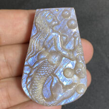 Natural Purple Moonstone Quartz Hand carved Mermaid Crystal Reiki healing 1pc picture