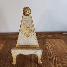 Small Vtg Tole Painted Wooden Florentine Easel, Gold & White  Italy 9