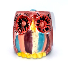 Studio Pottery Owl Mug Ceramic Cup Handmade Multicolor Whimsical Art picture