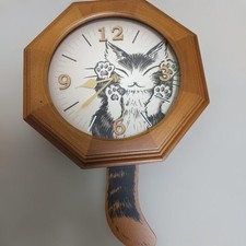 WACHIFIELD Baby Dayan Nyankyu Tail Pendulum Clock Wooden Retro Interior Working picture