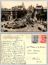 Madrid Cibeles Fountain & Alcala Street Vintage Postcard 1950s Spain Posted picture