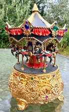 San Francisco Music Box Company 6 Horse Carousel Vtg 1993 Works Excellent Cond. picture