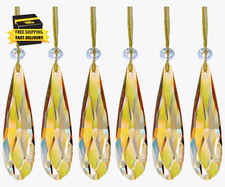 Crystal Glass Christmas Ornaments, 6Pcs Teardrop Prism Hanging Crystals for Chri picture