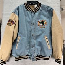 Vintage 90s Mickey Mouse League Jean Denim Varsity Jacket Mens L/XL picture