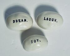 Rae Dunn by Magenta DREAM LAUGH JOY Word Stones Pottery Rocks Rattles Set of 3 picture