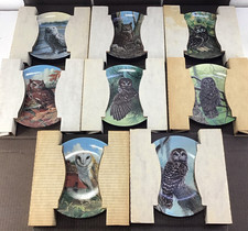 Set Of 8 Vintage Edwin M. Knowles Painted Owl China Plates 8.5