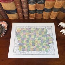 Original 1885 Antique Map IOWA Davenport Waterloo Sioux City Ankeny Cedar Rapids picture
