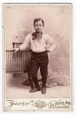 SASSY WELL DRESSED YOUNG BOY : PITTSBURGH, PA : CABINET CARD c 1886-1894 picture