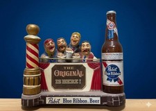 Vintage 1959 Pabst Blue Ribbon Beer BARBER SHOP QUARTET  - PBR Bar Display Sign picture