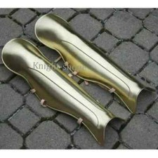 Greek  Medieval Golden Leg Guard Armor Greaves Battle Plate Steel Legs picture