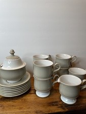 Denby Langley Renaissance Champagne Cup & Saucer Sets England Sugar Creamer picture