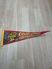 VINTAGE CLYDE BEATTY COLE BROS. CIRCUS PENNANT, 26” Long X 10” Tall. Blue/Yellow picture