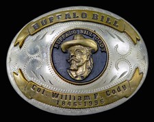 Vintage Colorado Silver Star Buffalo Bill Cody Belt Buckle Hand Engraved USA picture