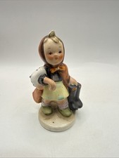 Vintage Bella Clara Girl Carrying Boots Hand Painted Ceramic Figurine 4” * picture
